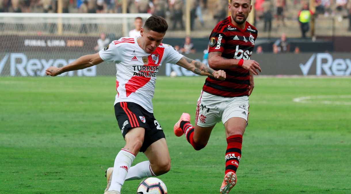 Lance da partida entre Flamengo e River Plate na final da Copa Libertadores de 2019