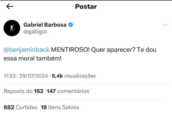 Gabigol respondendo Benjamim